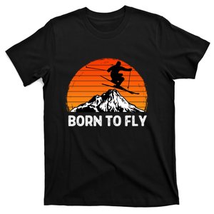 Sunset Born To Ply Skiing Lover Gifts For Skier T-Shirt