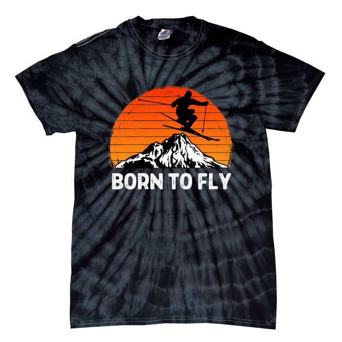 Sunset Born To Ply Skiing Lover Gifts For Skier Tie-Dye T-Shirt