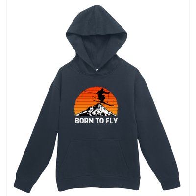 Sunset Born To Ply Skiing Lover Gifts For Skier Urban Pullover Hoodie