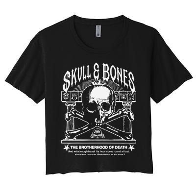 Skull Bones The Brotherhood Of Death Women's Crop Top Tee