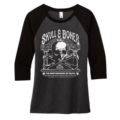 Skull Bones The Brotherhood Of Death Women's Tri-Blend 3/4-Sleeve Raglan Shirt