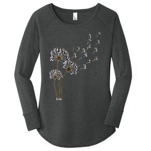 S Boston Terrier Flower Fly Dandelion Boston Terrier Funny Dog V Neck Women's Perfect Tri Tunic Long Sleeve Shirt