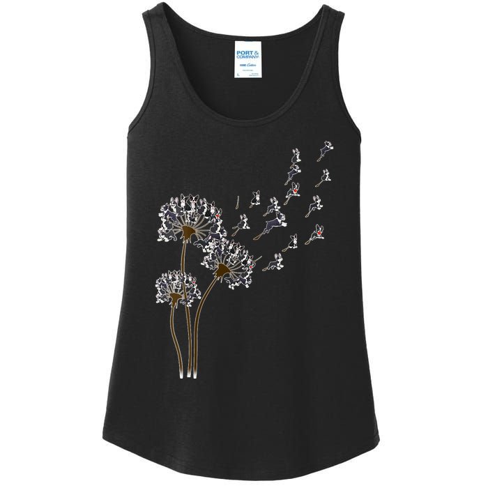 S Boston Terrier Flower Fly Dandelion Boston Terrier Funny Dog V Neck Ladies Essential Tank