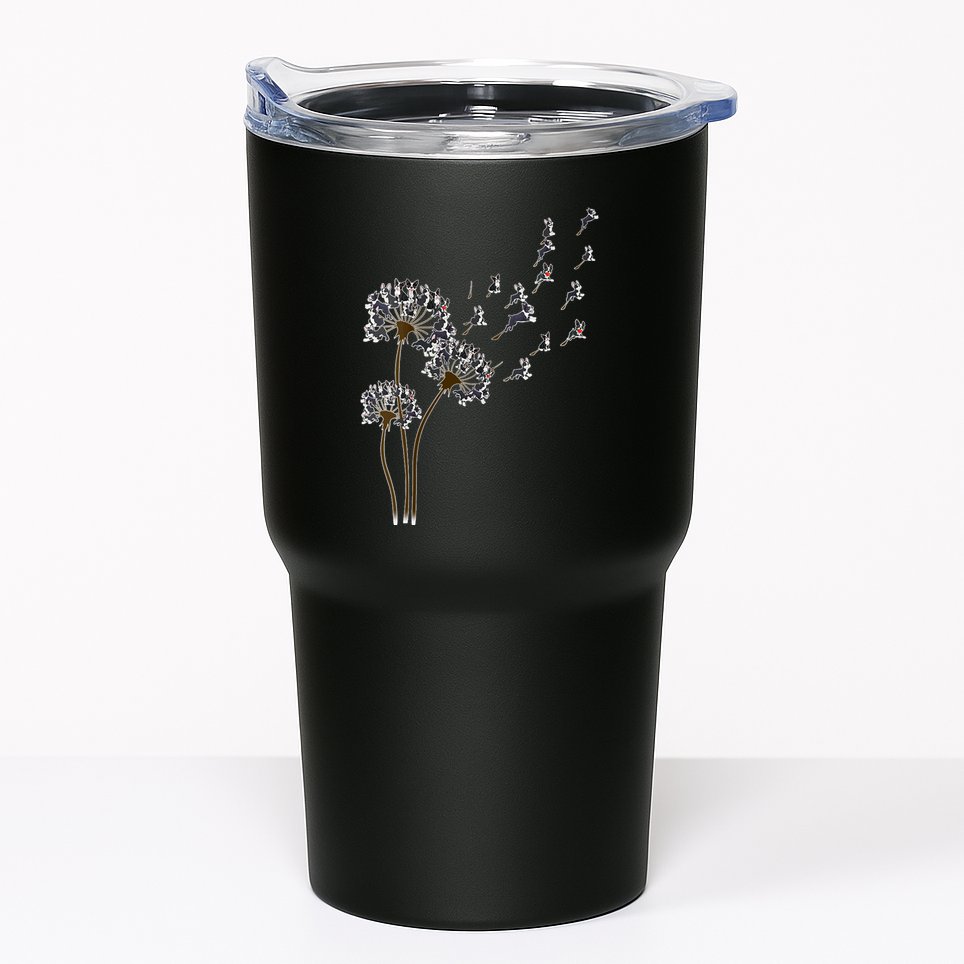 S Boston Terrier Flower Fly Dandelion Boston Terrier Funny Dog V Neck Tumbler