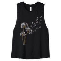 S Boston Terrier Flower Fly Dandelion Boston Terrier Funny Dog V Neck Women's Racerback Cropped Tank