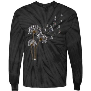 S Boston Terrier Flower Fly Dandelion Boston Terrier Funny Dog V Neck Tie-Dye Long Sleeve Shirt