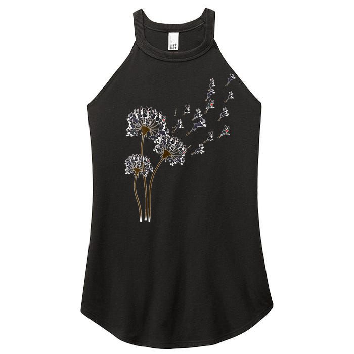 S Boston Terrier Flower Fly Dandelion Boston Terrier Funny Dog V Neck Women's Perfect Tri Rocker Tank