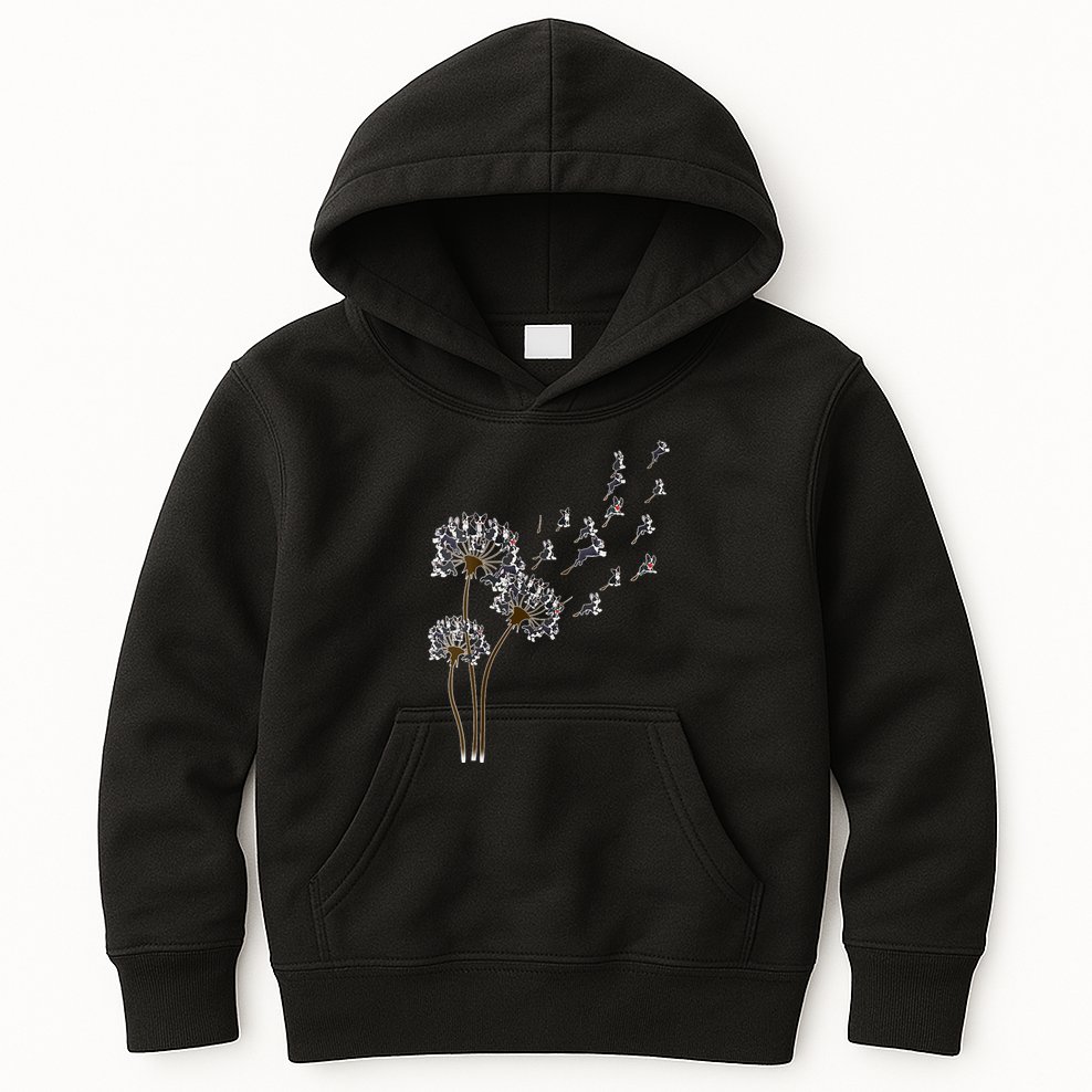 S Boston Terrier Flower Fly Dandelion Boston Terrier Funny Dog V Neck Kids Hoodie