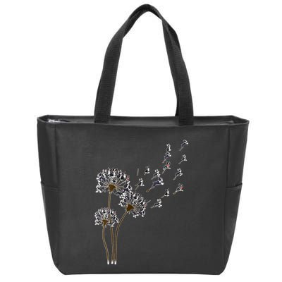 S Boston Terrier Flower Fly Dandelion Boston Terrier Funny Dog V Neck Zip Tote Bag