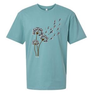 S Boston Terrier Flower Fly Dandelion Boston Terrier Funny Dog V Neck Sueded Cloud Jersey T-Shirt