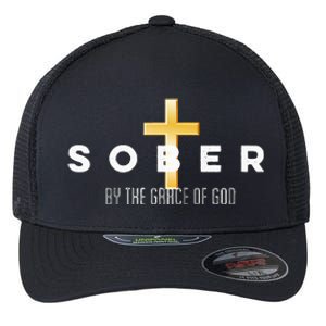 Sober By The Grace Of God Aa Recovery Christian Sobriety Flexfit Unipanel Trucker Cap