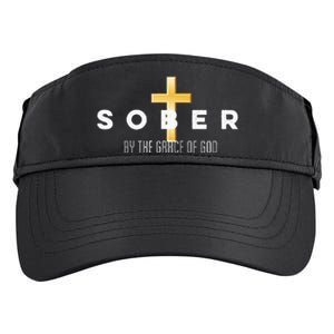 Sober By The Grace Of God Aa Recovery Christian Sobriety Adult Drive Performance Visor