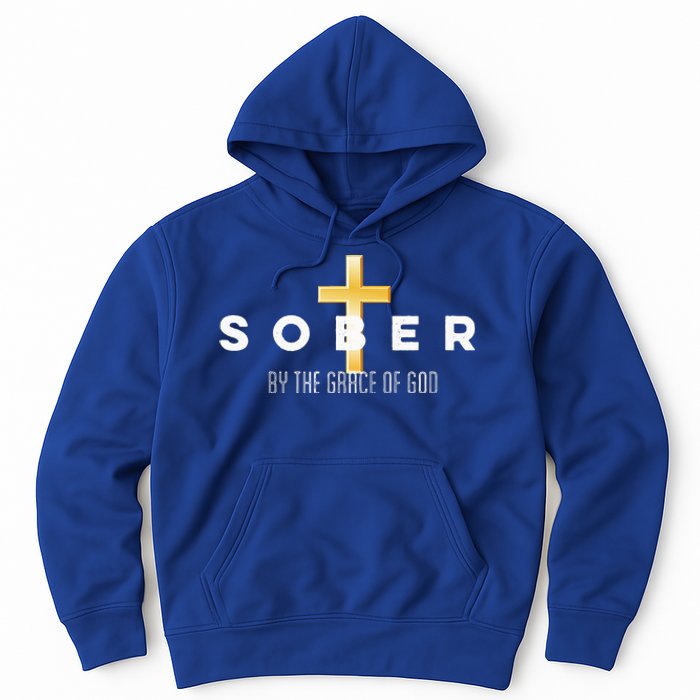 Sober By The Grace Of God Aa Recovery Christian Sobriety Hoodie