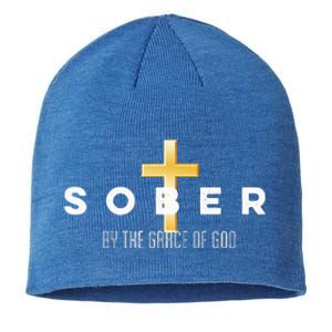 Sober By The Grace Of God Aa Recovery Christian Sobriety Sustainable Beanie