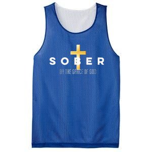 Sober By The Grace Of God Aa Recovery Christian Sobriety Mesh Reversible Basketball Jersey Tank