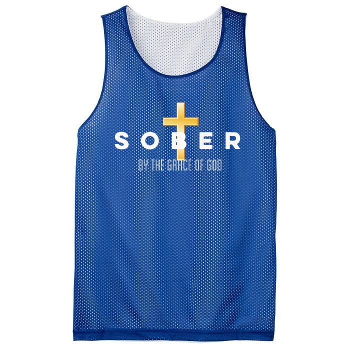 Sober By The Grace Of God Aa Recovery Christian Sobriety Mesh Reversible Basketball Jersey Tank