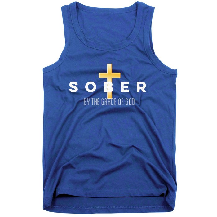 Sober By The Grace Of God Aa Recovery Christian Sobriety Tank Top