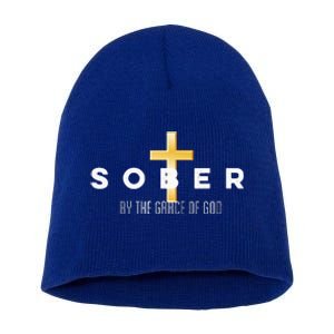 Sober By The Grace Of God Aa Recovery Christian Sobriety Short Acrylic Beanie