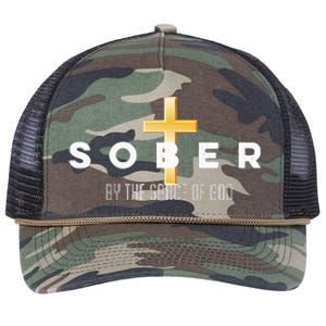 Sober By The Grace Of God Aa Recovery Christian Sobriety Retro Rope Trucker Hat Cap