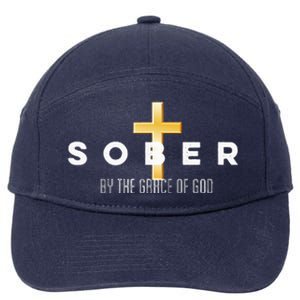 Sober By The Grace Of God Aa Recovery Christian Sobriety 7-Panel Snapback Hat