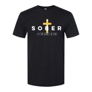 Sober By The Grace Of God Aa Recovery Christian Sobriety Softstyle CVC T-Shirt