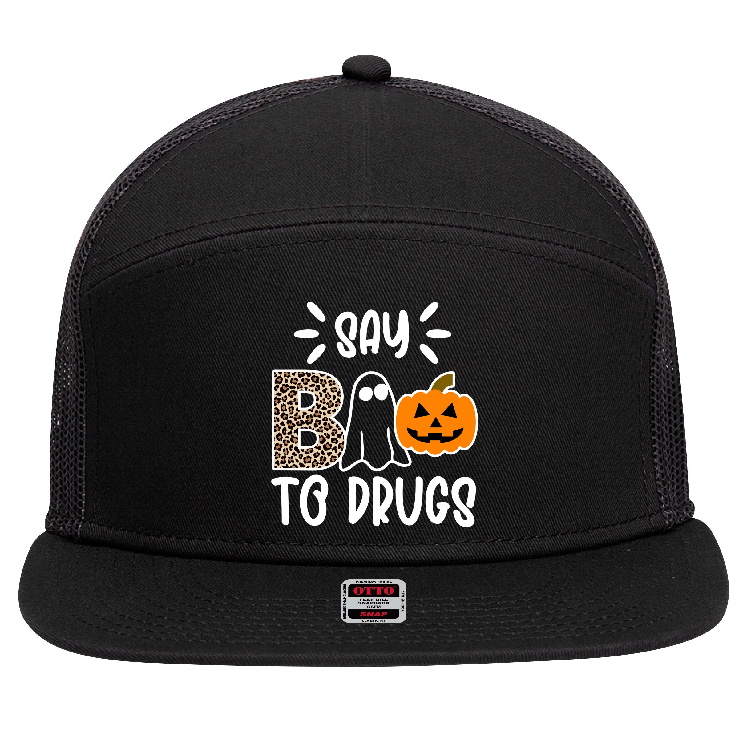 Say Boo To Drugs Awareness Halloween 7 Panel Mesh Trucker Snapback Hat