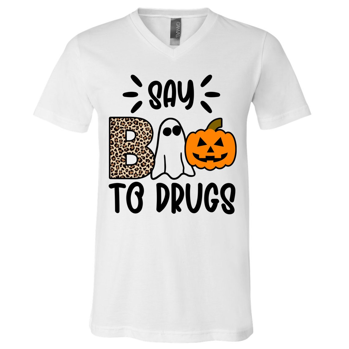Say Boo To Drugs Awareness Halloween V-Neck T-Shirt