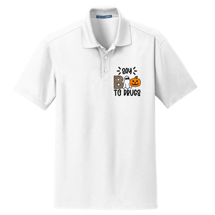 Say Boo To Drugs Awareness Halloween Dry Zone Grid Polo