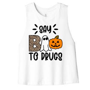 Say Boo To Drugs Awareness Halloween Women's Racerback Cropped Tank