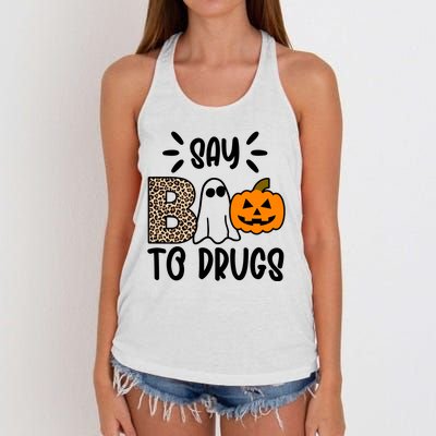 Say Boo To Drugs Awareness Halloween Women's Knotted Racerback Tank