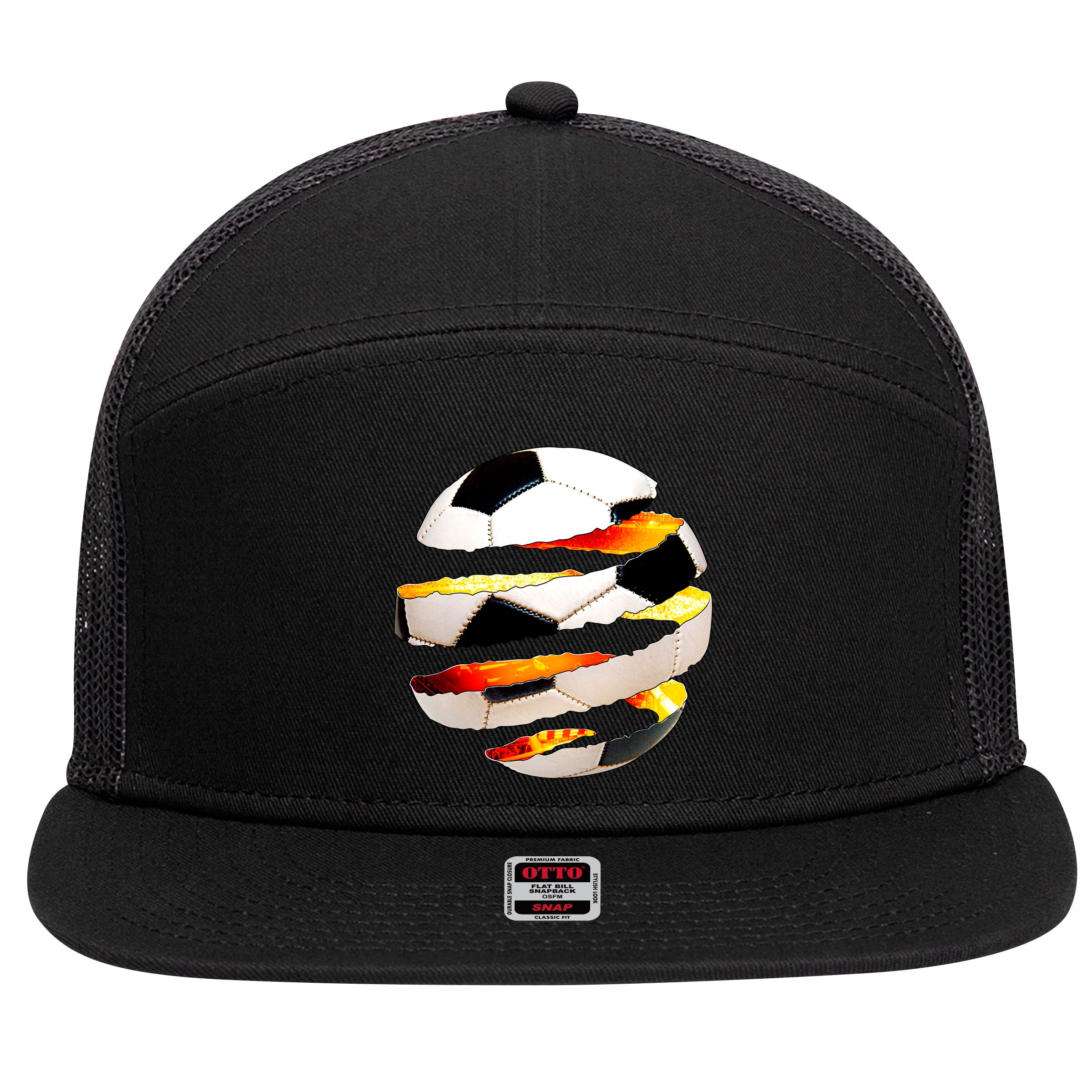Soccer Ball Tear 7 Panel Mesh Trucker Snapback Hat