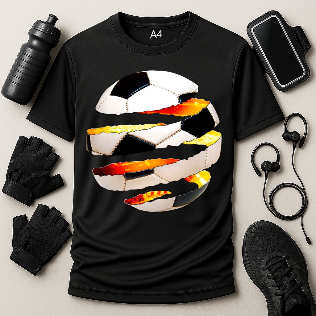 Soccer Ball Tear Cooling Performance Crew T-Shirt
