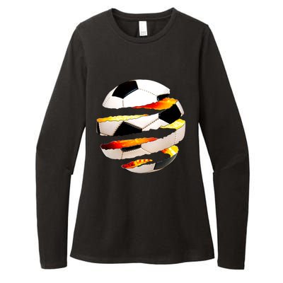 Soccer Ball Tear Womens CVC Long Sleeve Shirt