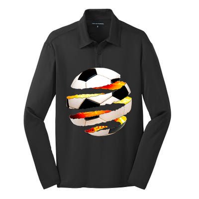 Soccer Ball Tear Silk Touch Performance Long Sleeve Polo