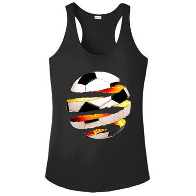 Soccer Ball Tear Ladies PosiCharge Competitor Racerback Tank