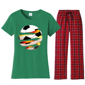 Soccer Ball Tear Women's Flannel Pajama Set