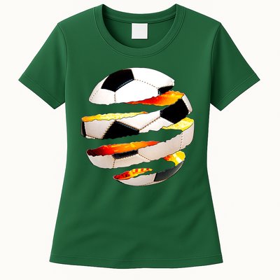 Soccer Ball Tear Womens T-Shirt