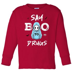 Say Boo To Drugs Funny Halloween Red Ribbon Week Awareness Toddler Long Sleeve Shirt