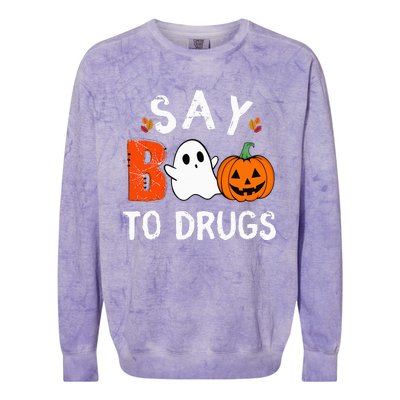 Say Boo To Drugs Funny Halloween Red Ribbon Week Awareness Colorblast Crewneck Sweatshirt