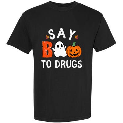 Say Boo To Drugs Funny Halloween Red Ribbon Week Awareness Garment-Dyed Heavyweight T-Shirt