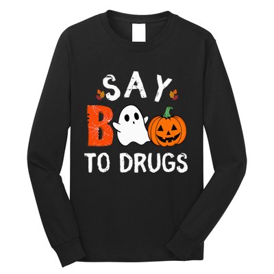 Say Boo To Drugs Funny Halloween Red Ribbon Week Awareness Long Sleeve Shirt