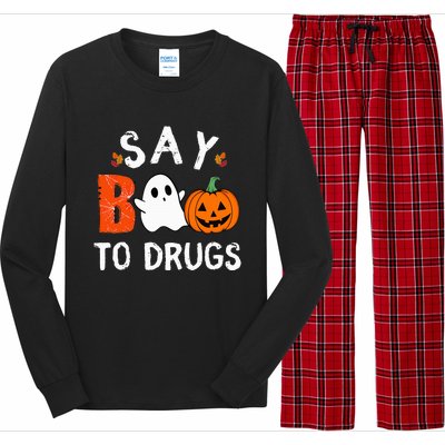 Say Boo To Drugs Funny Halloween Red Ribbon Week Awareness Long Sleeve Pajama Set