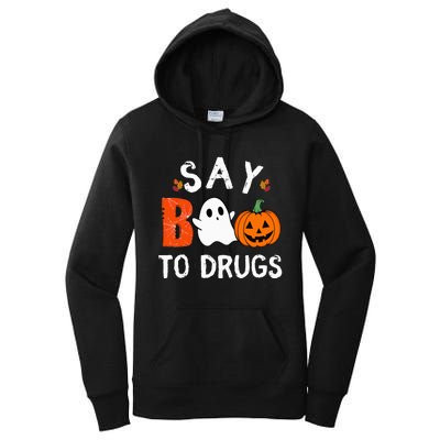 Say Boo To Drugs Funny Halloween Red Ribbon Week Awareness Women's Pullover Hoodie