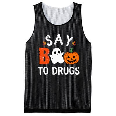 Say Boo To Drugs Funny Halloween Red Ribbon Week Awareness Mesh Reversible Basketball Jersey Tank