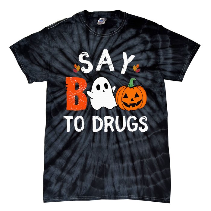 Say Boo To Drugs Funny Halloween Red Ribbon Week Awareness Tie-Dye T-Shirt