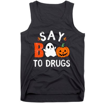 Say Boo To Drugs Funny Halloween Red Ribbon Week Awareness Tank Top