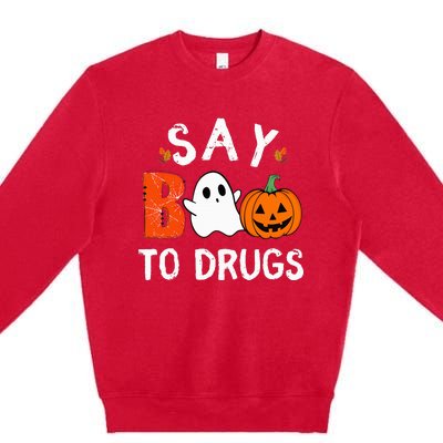 Say Boo To Drugs Funny Halloween Red Ribbon Week Awareness Premium Crewneck Sweatshirt