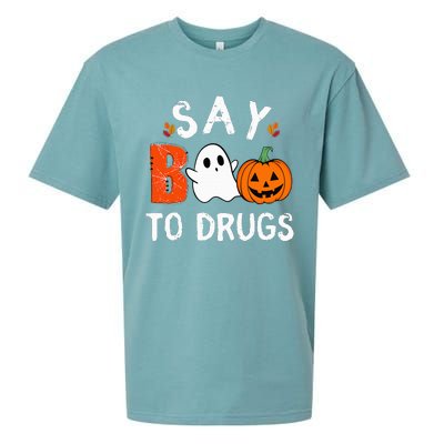 Say Boo To Drugs Funny Halloween Red Ribbon Week Awareness Sueded Cloud Jersey T-Shirt