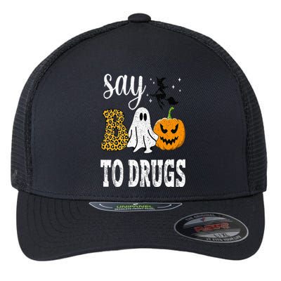 Say Boo To Drugs Funny Halloween Red Ribbon Week Awareness Flexfit Unipanel Trucker Cap