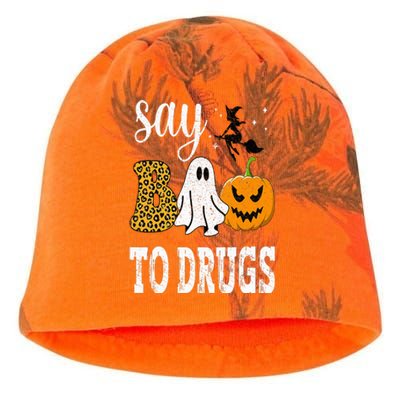 Say Boo To Drugs Funny Halloween Red Ribbon Week Awareness Kati - Camo Knit Beanie